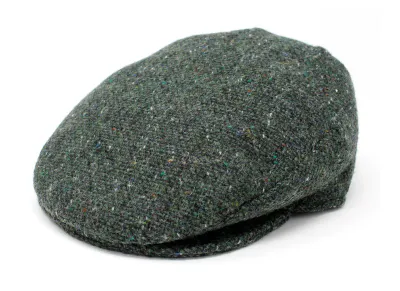 Children&#39;s Cap Tweed- Dark Green Fleck Salt &amp; Pepper