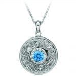 Celtic Warrior Medium Disc Blue on a 18&quot; Sterling Silver Chain Disc.