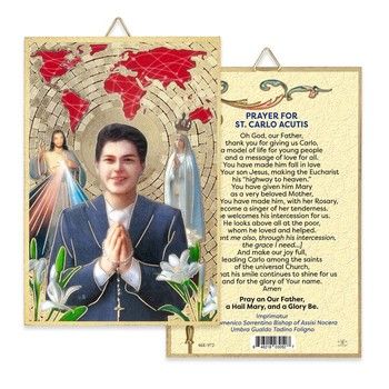 4&quot; x 6&quot; St. Carlo Acutis Gold Foil Mosaic Plaque