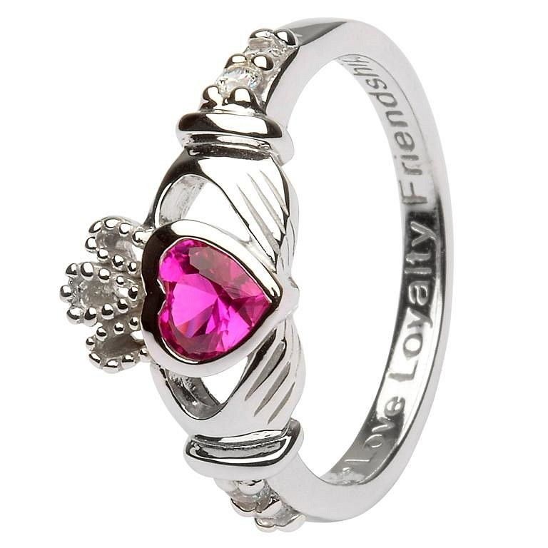 Claddagh July Birthstone Ring, Choose Size: Size 5