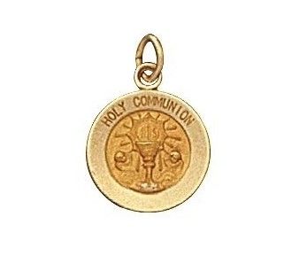 14kt Solid Gold Holy Communion Medal 1/2” Diameter (Size 1)