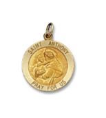 14kt Solid Yellow Gold St. Anthony Medal 3/4” Diameter (Size 3)