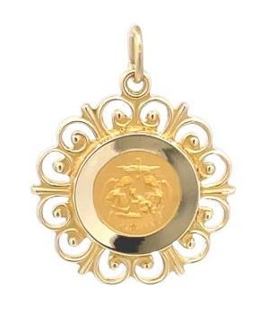 14kt Solid Yellow Gold Baptism Medal 1/2” Diameter (Size 1)