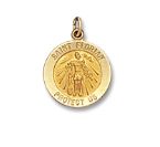 14kt Solid Yellow Gold St. Florian Medal 5/8” Diameter (Size 2)