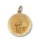 14kt Solid Yellow Gold St. Gerard Medal 3/4” Diameter (Size 3)