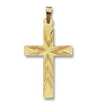 14kt Gold Cross Hollow Bright 26x18mm