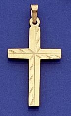 14kt Gold Cross All Over Engraved 28X17mm