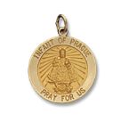 14kt Solid Yellow Gold Infant Of Prague Medal 3/4” Diameter (Size 3)