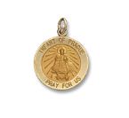 14kt Solid Yellow Gold Infant Of Prague Medal 5/8” Diameter (Size 2)