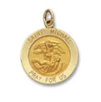 14kt Solid Yellow Gold St. Michael Medal 3/4” Diameter (Size 3)
