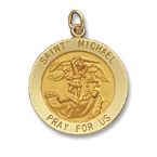14kt Solid Yellow Gold St. Michael Medal 7/8” Diameter (Size 4)
