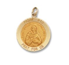 14kt Solid Yellow Gold Padre Pio Medal 3/4” Diameter (Size 3)