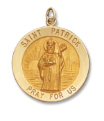 14kt Solid Yellow Gold St. Patrick Medal 1” Diameter (Size 5)