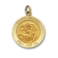 14kt Solid Yellow Gold St. Michael Medal 1/2” Diameter (Size 1)