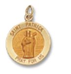 14kt Solid Yellow Gold St. Patrick Medal 5/8” Diameter (Size 2)