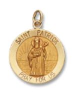 14kt Solid Yellow Gold St. Patrick Medal 3/4” Diameter (Size 3)