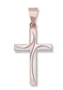 14kt Rose Gold Two-Tone Cross Hollow