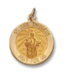 14kt Solid Yellow Gold St. Jude Medal 5/8&quot; Diameter (Size 2)