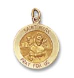 14kt Solid Yellow Gold St. Mark Medal 5/8” Diameter (Size 2)