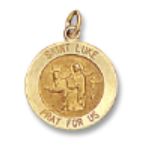 14kt Solid Yellow Gold St. Luke Medal 5/8” Diameter (Size 2)