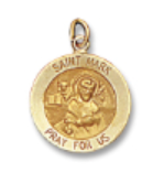 14kt Solid Yellow Gold St. Mark Medal 1/2” Diameter (Size 1)