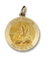 14kt Solid Yellow Gold St. Andrew Medal 3/4” Diameter (Size 3)
