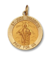 14kt Solid Yellow Gold St. Jude Medal 1/2” Diameter (Size 1)