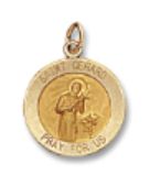 14kt Solid Yellow Gold St. Gerard Medal 5/8” Diameter (Size 2)