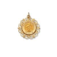 14kt Solid Yellow Gold Guardian Angel Medal 1/2” Diameter (Size 1)