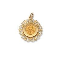 14kt Solid Yellow Gold Holy Communion Medal 3/4” Diameter (Size 3)