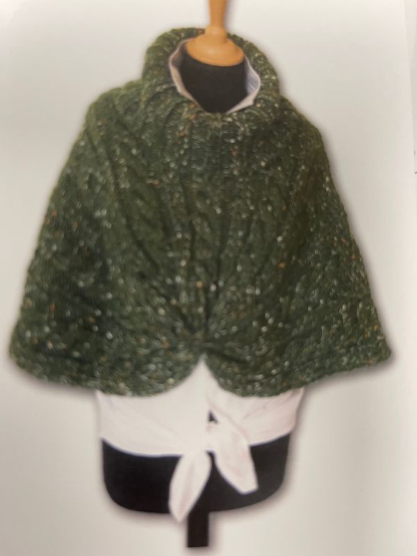 Green Speckled Wool Cape