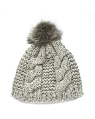 Oatmeal Speckled Wool Fur Bobble Hat