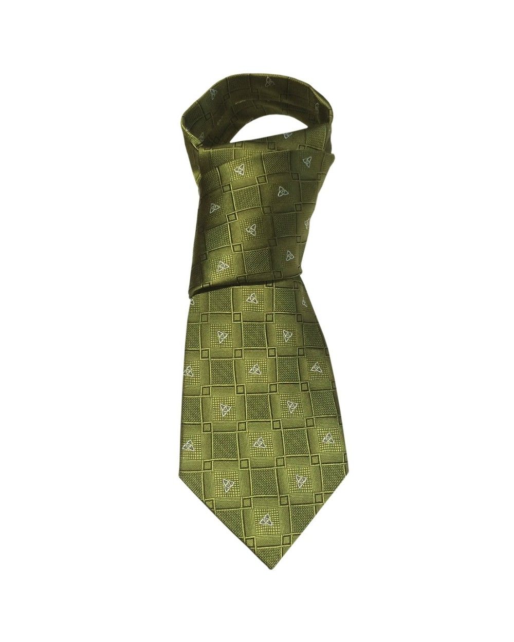 Silk Tie- Green Celtic Knot Design