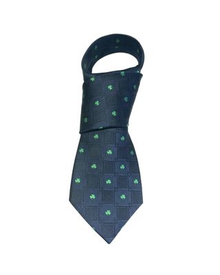 Silk Tie- Navy Shamrock Design