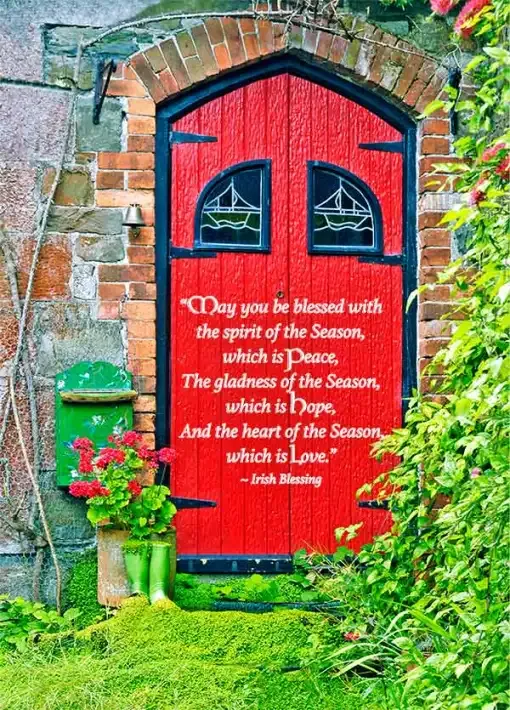 Irish Boxed Christmas Cards - Red Door with Boots