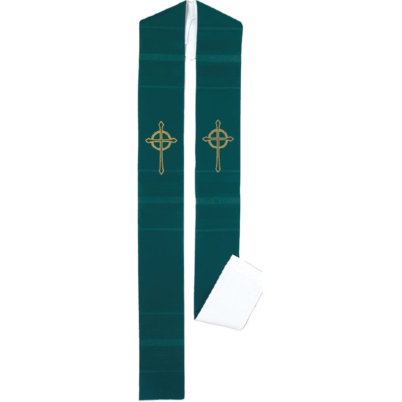 Deacon Stole Cross- Reversible- Pure White/Green