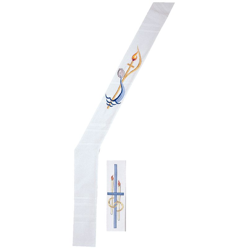 Deacon Stole- Reversible- Pure White Marriage/Baptism
