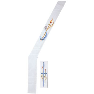 Deacon Stole- Reversible- Pure White Marriage/Baptism