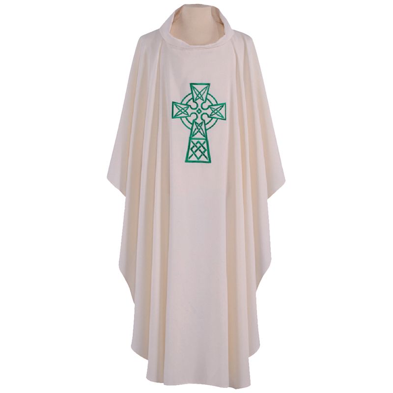 Priest Chasuble Celtic Cross- Green with Gold Cross