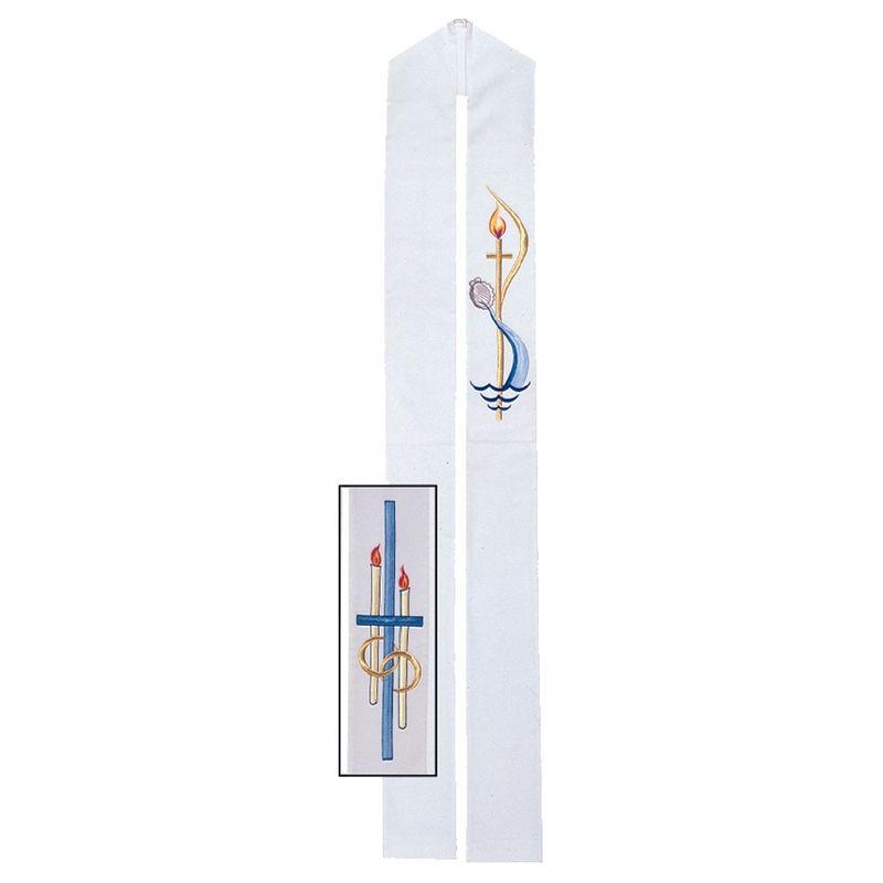 Priest Stole- Reversible- Baptism/Marriage- Pure White
