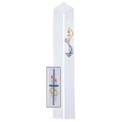 Priest Stole- Reversible- Baptism/Marriage- Pure White