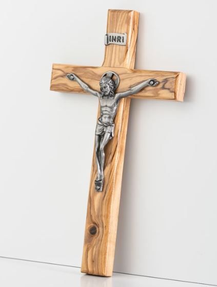 8&quot; Crucifix Olive Wood with Pewter Corpus