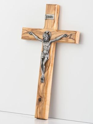 8&quot; Crucifix Olive Wood with Pewter Corpus