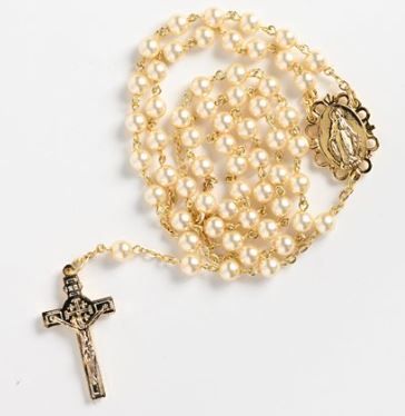 Rosary Cream with Relic Gold