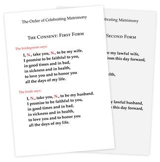 The Order of Celebrating Matrimony Couple&#39;s Consent Card - English- Disc.