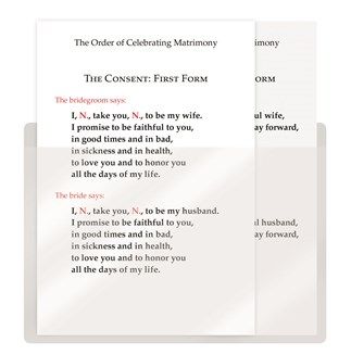 The Order of Celebrating Matrimony Couple&#39;s Consent Cards - English, with Pocket- Disc.