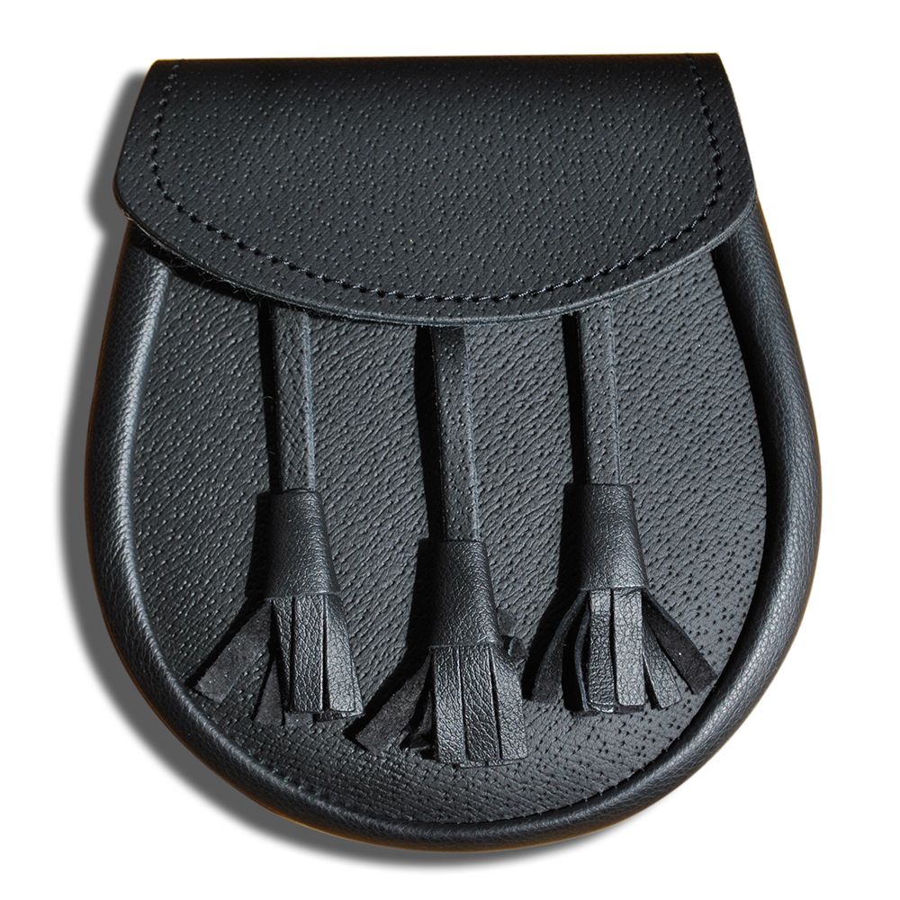 Black Day Sporran with 3 Leather Tassels