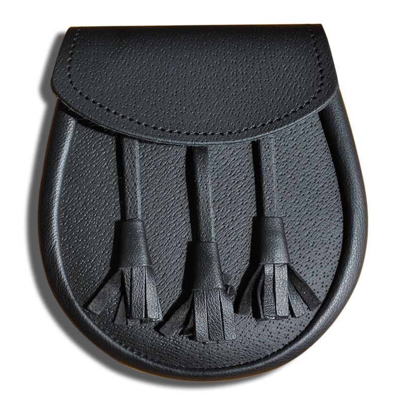 Black Day Sporran with 3 Leather Tassels