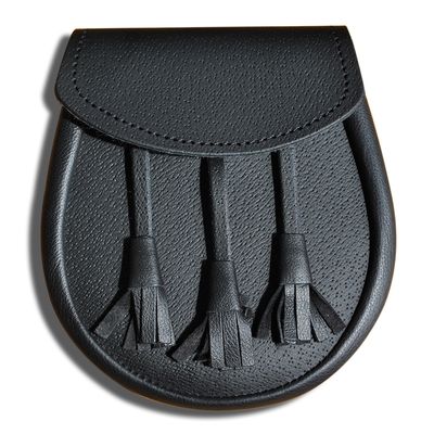 Black Day Sporran with 3 Leather Tassels