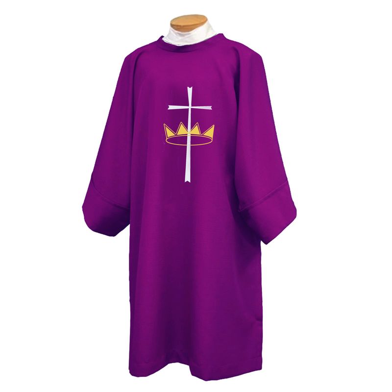 Deacon Dalmatic, Cross &amp; Crown, Purple, Style D842- Disc.